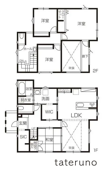 4LDKの実例間取り図2