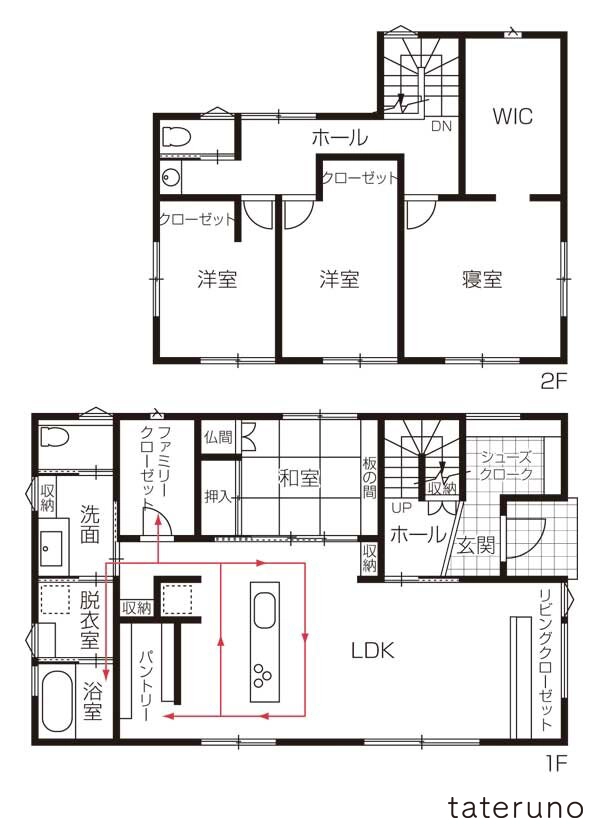 注文住宅の4LDKの間取り図の実例