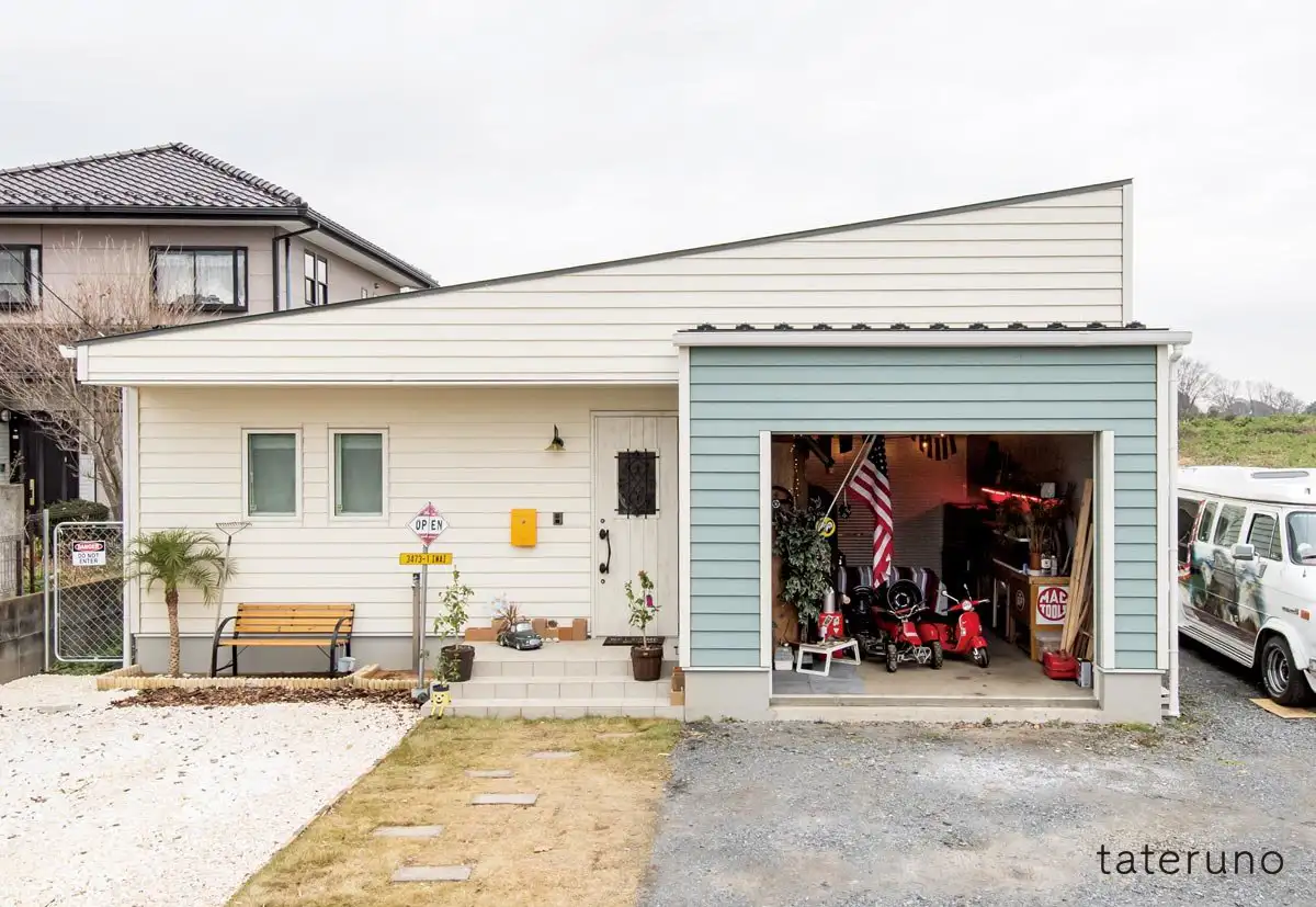 アルネットホーム建築実例「スキップフロアのあるアメリカンスタイルの平屋」外観画像