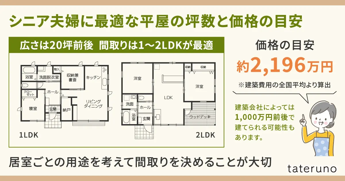 シニア夫婦に最適な平屋の坪数と価格の目安