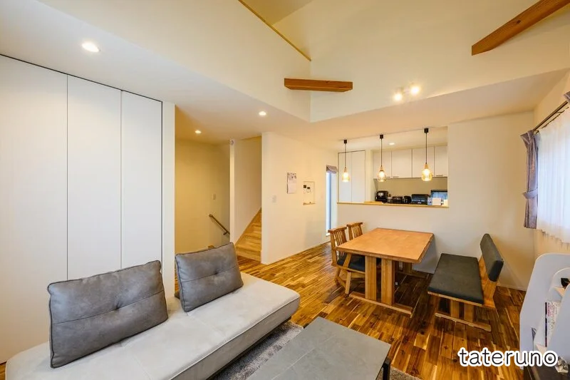 注文住宅の3LDKの実例のリビング