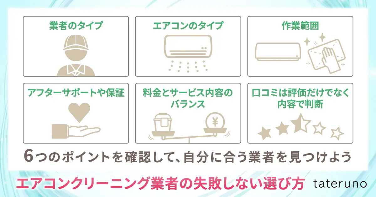 エアコンクリーニング業者の失敗しない選び方_6つの確認ポイント