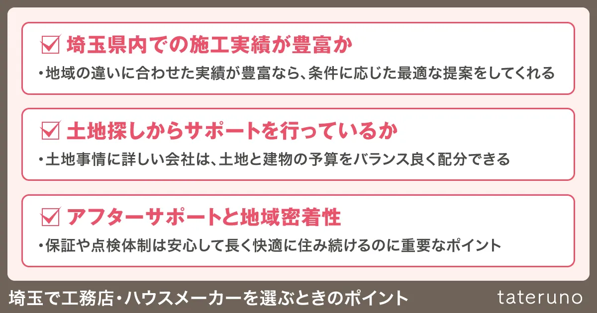 埼玉で工務店・ハウスメーカーを選ぶときのポイント