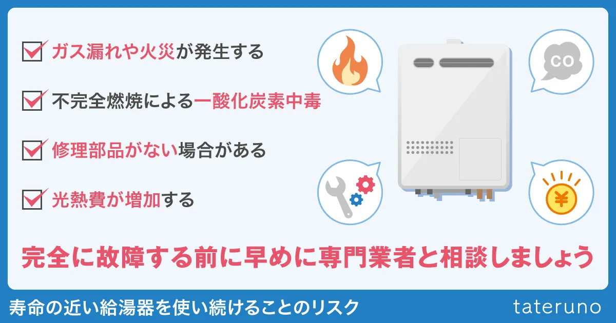 寿命の近い給湯器を使い続けることのリスク